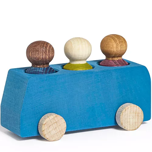 Lubulona Bus Met Poppetjes - Blauw 1 Lubulona Bus Met Poppetjes - Blauw